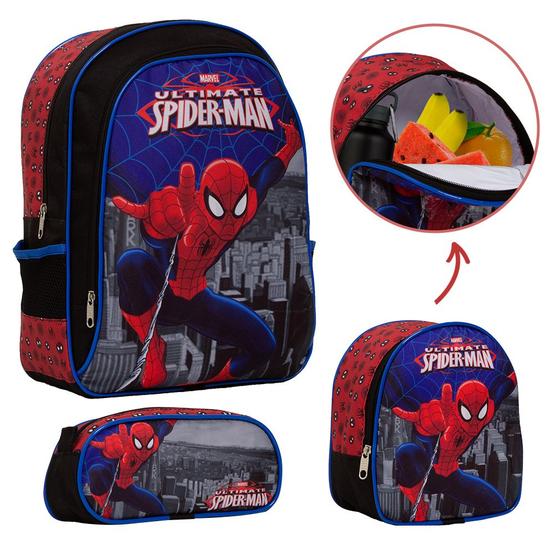 Imagem de Kit Mochila Infantil Homem Aranha Tam G Costa Criança Creche