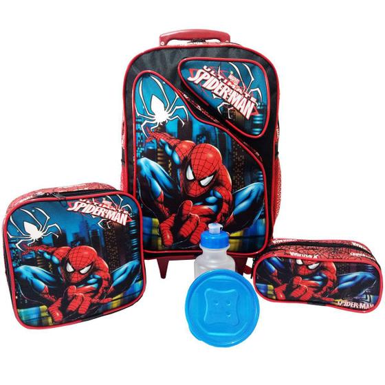 Kit Mochila Infantil Homem Aranha Tam G Rodinhas Menor preço em Kit Mochila Infantil Homem Aranha Tam G Rodinhas