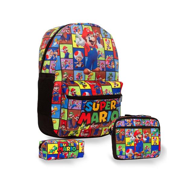 Imagem de Kit Mochila Infantil Mario Com Lancheira Térmica Grande