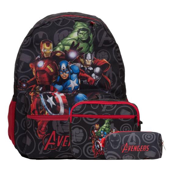 Imagem de Kit Mochila Infantil Masculina Costas Vingadores Lancheira