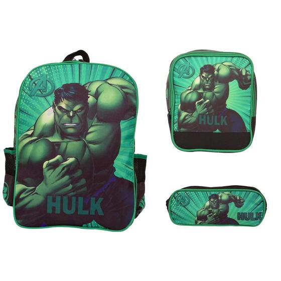 Imagem de Kit Mochila Infantil Masculina Hulk Estojo Envio Imediato