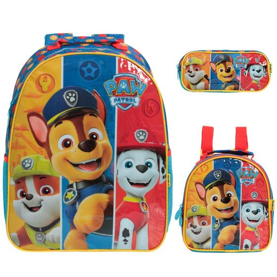 Imagem de Kit Mochila Infantil Masculina Patrulha Canina Escolar Azul