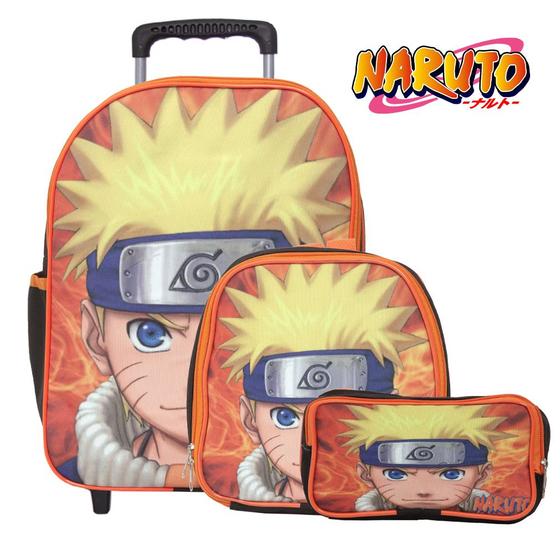 Imagem de Kit Mochila Infantil Masculina Rodinha Naruto Envio Imediato