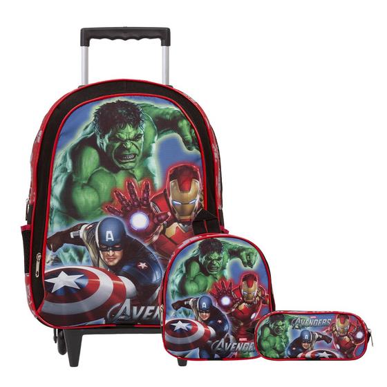 Imagem de Kit Mochila Infantil Masculina Rodinha Vingadores Toys 2U