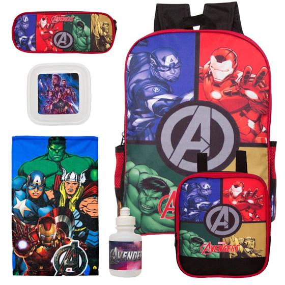 Imagem de Kit Mochila Infantil Menino Costas Avengers Itens Toys 2U