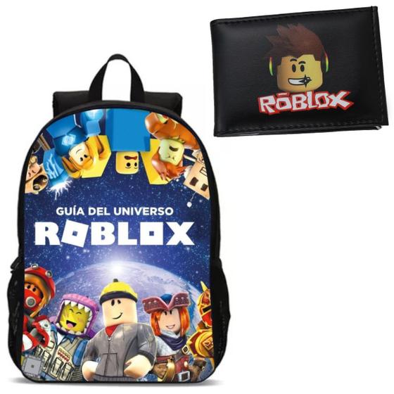 Imagem de Kit Mochila Infantil Menino Escolar com Carteira Personagem Roblox