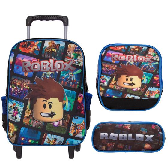 Imagem de Kit Mochila Infantil Menino Game Roblox Rodinha Passeio G