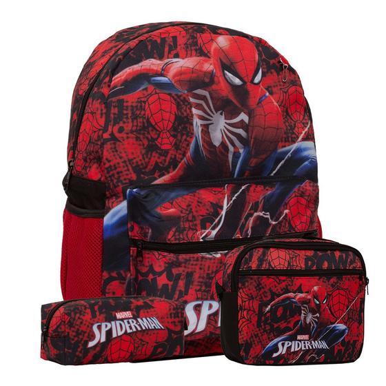 Imagem de Kit Mochila Infantil Menino Homem Aranha Volta As Aulas