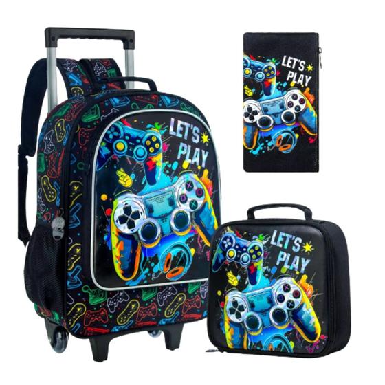 Imagem de Kit Mochila Infantil Menino Robo/Gamer Linda Reforçada Prática Grande