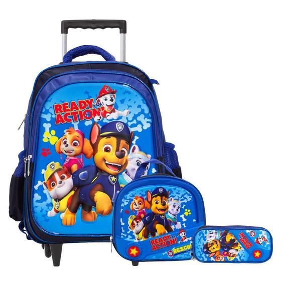 Imagem de Kit Mochila Infantil Menino Rodinha Patrulha Canina 3D ul