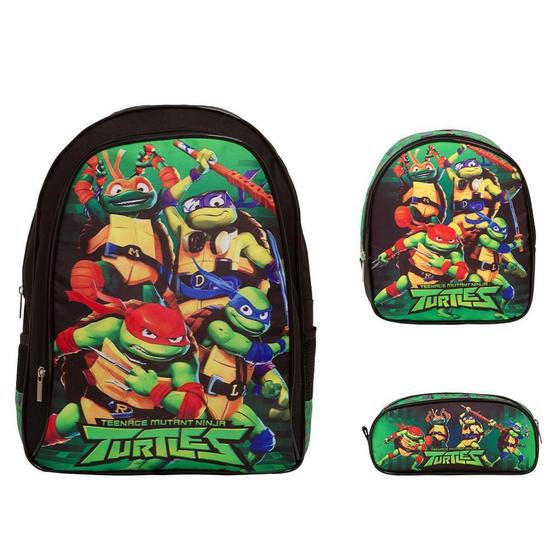 Imagem de Kit Mochila Infantil Menino Tartarugas Ninja Costas Grande