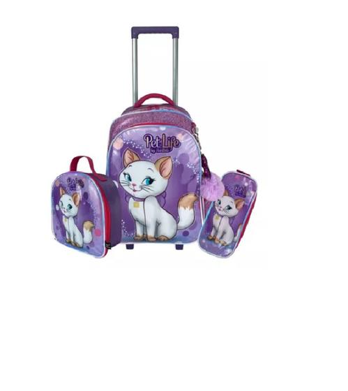 Imagem de Kit Mochila Infantil Mia Pol 3 Peças Com Rodas Pet Life