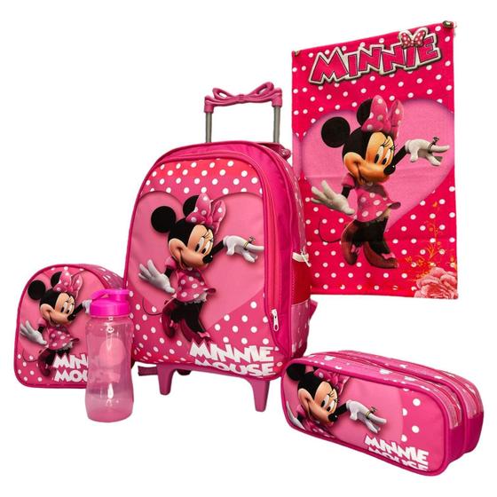 Imagem de Kit Mochila Infantil Minnie Rodinha Lancheira Térmica Estojo