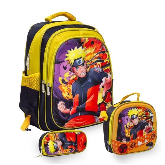 Imagem de Kit Mochila Infantil Naruto Costas 3D Com Lancheira Térmica