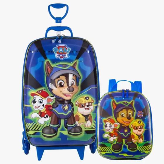 Imagem de Kit Mochila Infantil Patrulha Canina com Rodinha Tripla +lancheira - Max Toy Diplomata