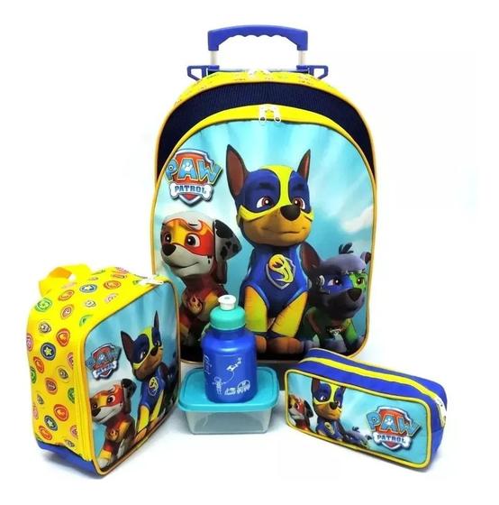 Imagem de Kit Mochila Infantil Patrulha Super Filhotes Rodinhas G F5