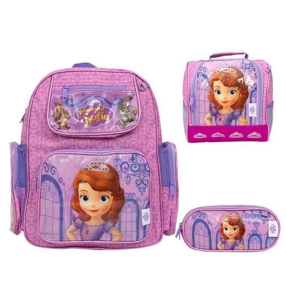 Imagem de Kit Mochila Infantil Princesa Sofia Creche Pre Escola 3 Pçs