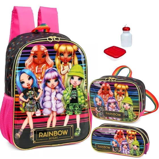 Imagem de Kit Mochila Infantil Rainbow High Rodinhas Tam G Escolar