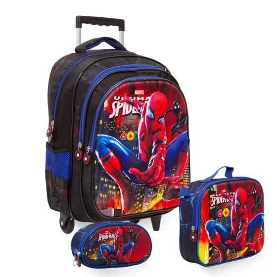 Imagem de Kit Mochila Infantil Rodinha Homem Aranha Creche Criança