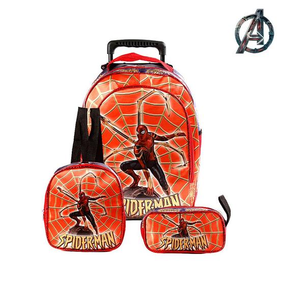 Imagem de Kit Mochila Infantil Rodinha Homem Aranha Spider Man