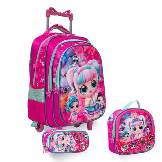 Imagem de Kit Mochila Infantil Rodinha Lol Surprise Desenho Menina