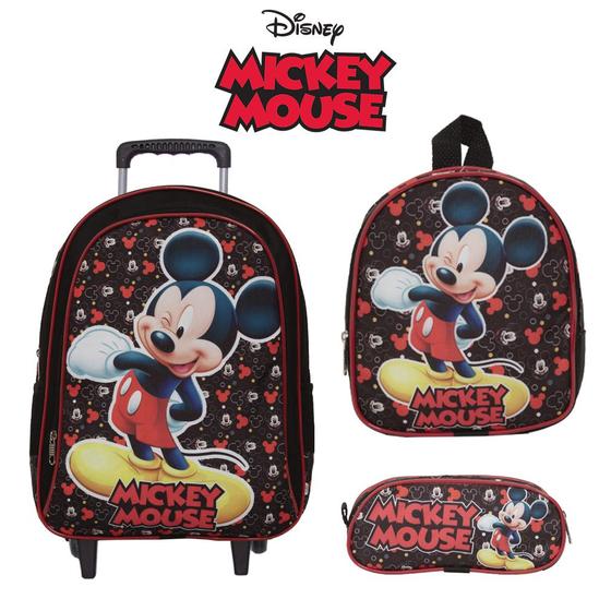 Imagem de Kit Mochila Infantil Rodinha Mickey Mouse Envio Imediato