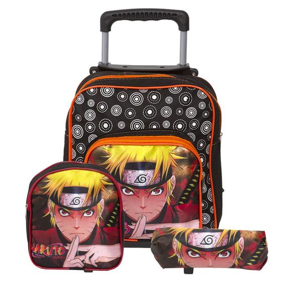 Imagem de Kit Mochila Infantil Rodinha Naruto Pre Escola Resistente