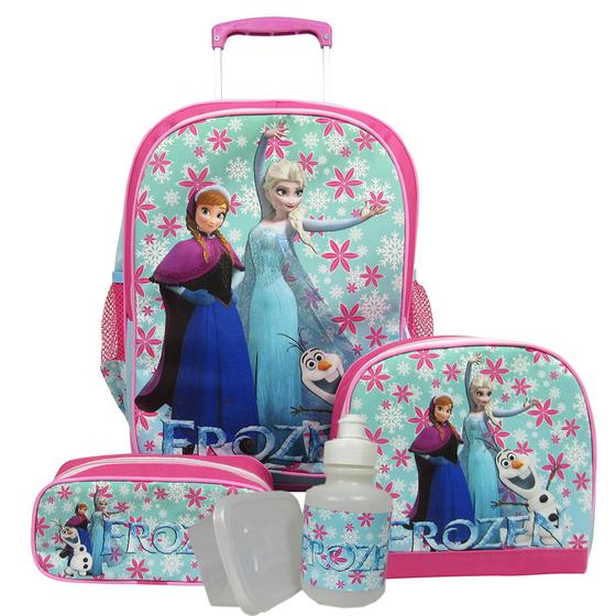 Imagem de Kit Mochila Infantil Rodinhas Frozen Tam G 