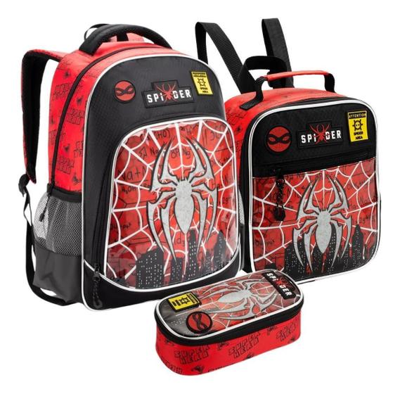 Imagem de Kit Mochila Infantil Spider Homem Aranha Lancheira E Estojo