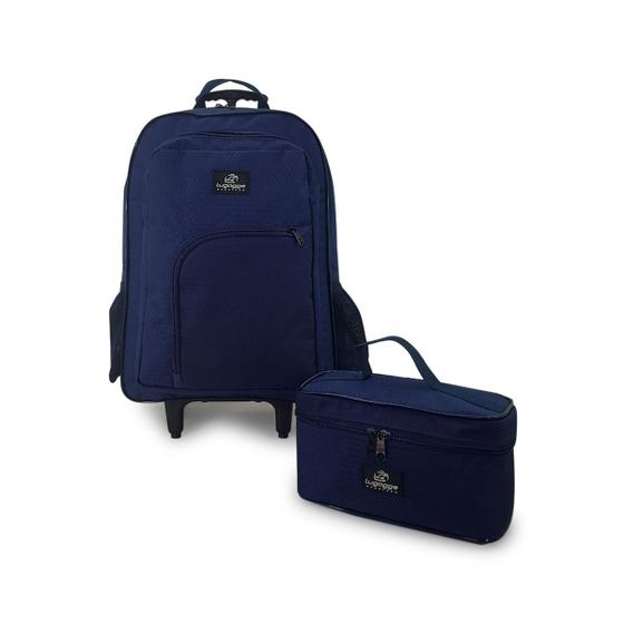 Imagem de Kit mochila juvenil adulta estudante compartimento protetor notebook 15,6 executiva rodinha com estojo organizador objetos higiene pessoal frasqueira