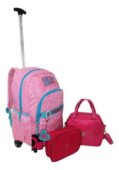 Imagem de Kit Mochila Juvenil Yepp Girls Original Rodinhas Escolar Top