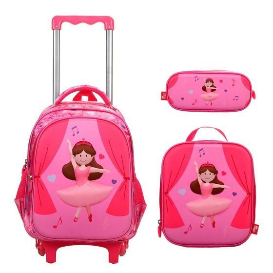 Imagem de Kit Mochila Lancheira e Estojo Escolar Infantil  Bailarina3D - Yins