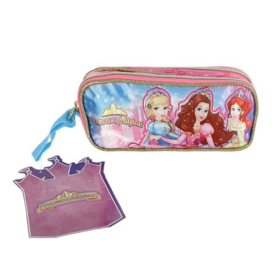 Imagem de Kit Mochila, Lancheira e Estojo Escolar Princesas Mágicas com 2 Compartimentos