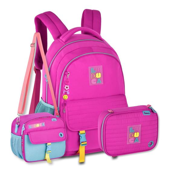 Imagem de Kit Mochila Lancheira e Estojo Luluca Bolsa Escolar Feminina