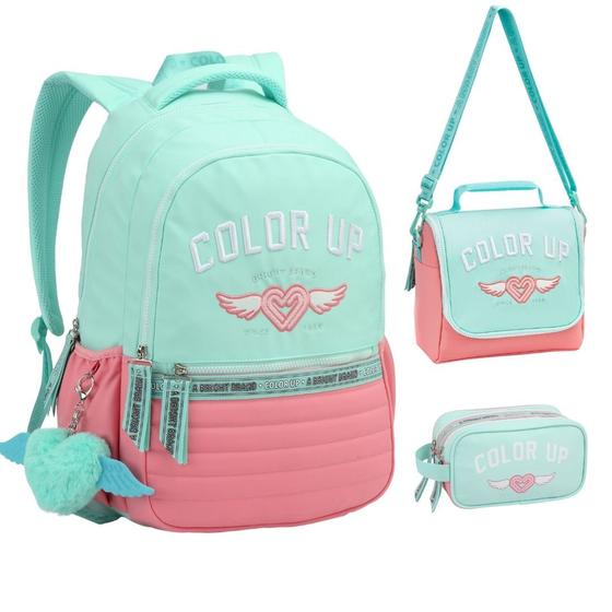 Imagem de Kit Mochila Lancheira Estojo Feminina ColorUp Notebook