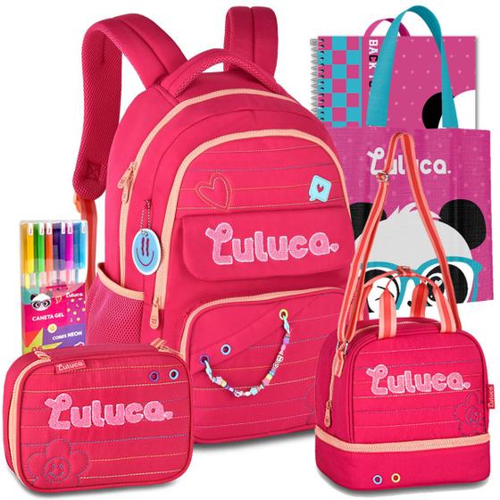 Imagem de Kit Mochila Lancheira Estojo Luluca Escolar Notebook Resistente Reforçada Lançamento