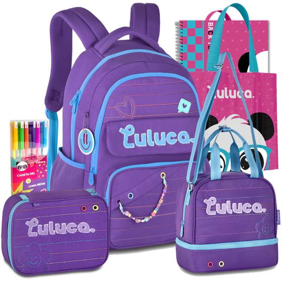 Imagem de Kit Mochila Lancheira Estojo Luluca Escolar Notebook Resistente Reforçada Lançamento