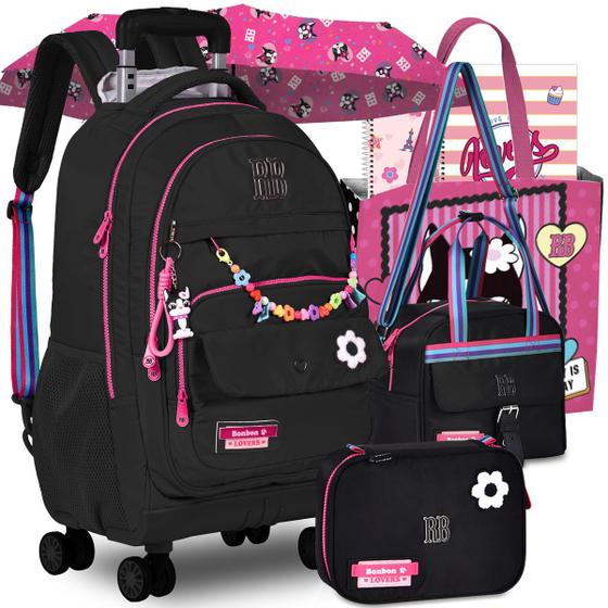 Kit Mochila Lancheira Estojo RB Rebecca Bonbon Rodinha 360 de Carrinho ...