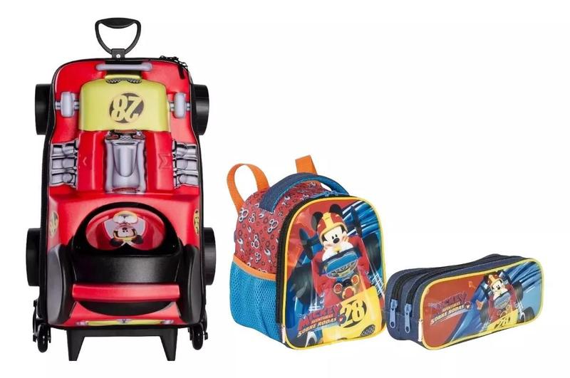 Imagem de Kit Mochila Malinha Escolar 3d Mickey Aventuras Rodinhas G