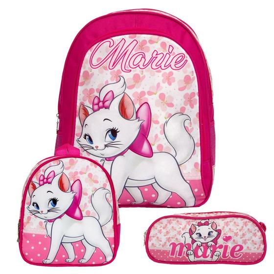 Imagem de Kit Mochila Menina Infantil Gata Marie Lancheira Estojo