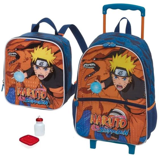 Imagem de Kit Mochila Mochilete Escolar Naruto Karuma Original Tam G Rodinha Lancheira Térmica