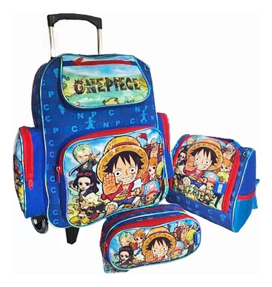 Imagem de Kit Mochila One Piece Rodinhas Infantil Chenson Escolar