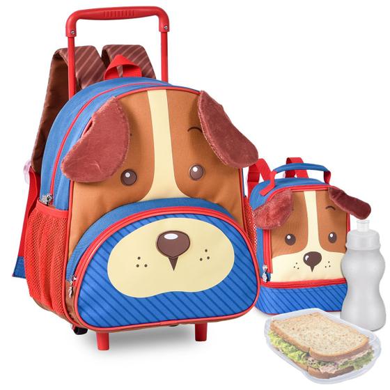 Imagem de Kit Mochila Pets Infantil Feminina Carrinho Animais