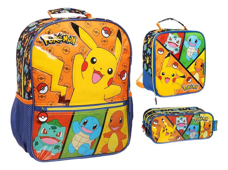 Imagem de Kit Mochila Pokemon Go Costas Infantil Masculina Escolar G