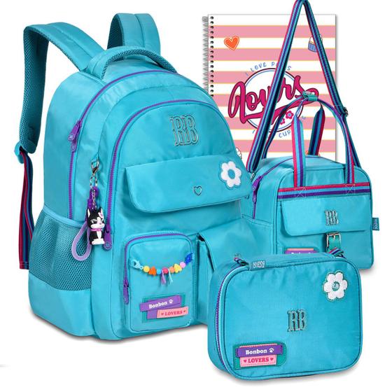 Kit Mochila RB Rebecca Bonbon Escolar Feminina Lancheira e Estojo Menor preço em Kit Mochila RB Rebecca Bonbon Escolar Feminina Lancheira e Estojo