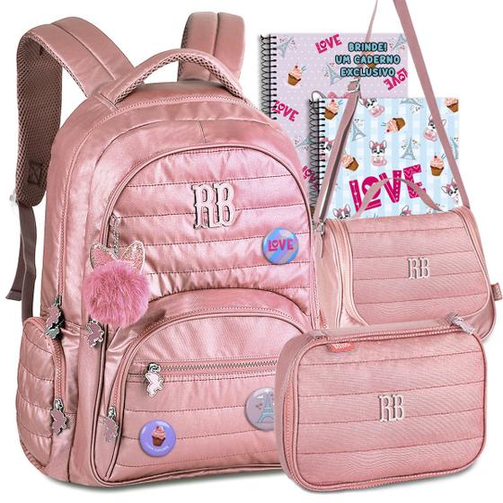 Kit Mochila RB Rebecca Bonbon Escolar Feminina Metalizada - Kit Mochila ...
