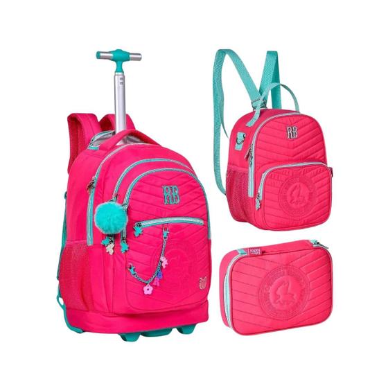 Imagem de Kit Mochila Rebecca Bonbon Rodinha Lancheira Estojo RB24023 - Clio Style