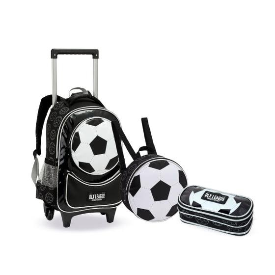 Imagem de Kit Mochila Rodinha Bola De Futebol Meninos Jogador Escolar