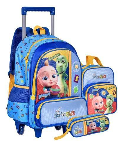 Imagem de Kit Mochila Rodinha com Lancheira Térmica e  Estojo Looloo Kids Dinossauro Zigalu Lançamento