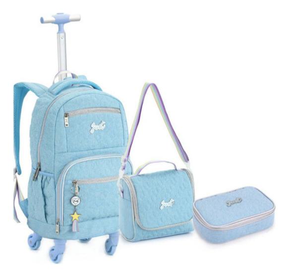 Kit Mochila Rodinha Escolar Lancheira Estojo Matelasse 360 Menor preço em Kit Mochila Rodinha Escolar Lancheira Estojo Matelasse 360